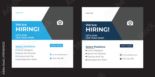 Creative we are hiring job vacancy social media post or Social Media Banner design template, We are hiring job vacancy square web banner layout  We are hiring job vacancy web banner and social media p