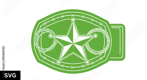 Western Star Sheriff Belt Buckle with Barbed Wire and Rope