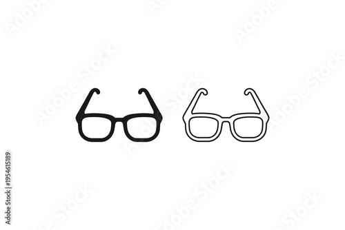 Classic eyeglasses frames icon in solid and thin line