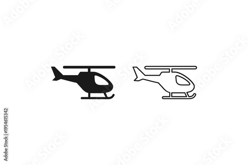Helicopter aircraft silhouette and outline icon