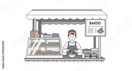 Man selling traditional food at a street market stall in 4k ultra hd for commercial use with original content