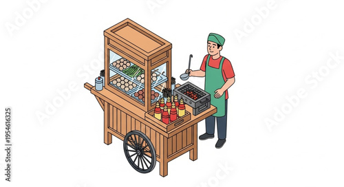Vendor selling original content food on a cart in 4k ultra hd for commercial use