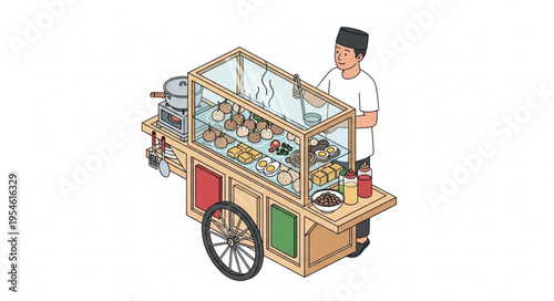 Street food vendor serves original content in 4k video ultra hd for commercial use