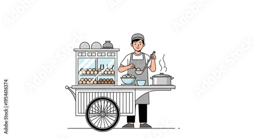 Street vendor selling original content food in 4k ultra hd for commercial use