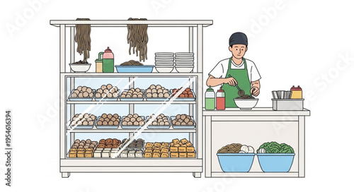 Man in green apron prepares food in 4k ultra hd original content for commercial use at kitchen counter