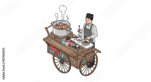 Street food vendor selling original content in 4k video on an ultra hd cart