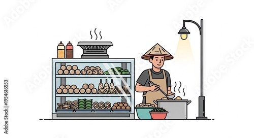 Street vendor cooking original food in 4k video ultra hd for commercial use