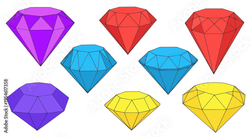 Collection of Colorful Gemstones Isolated on White Background