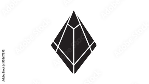 Crystal geometric icon with clean lines and sharp edges, representing preciousness and value. featuring gem, jewel, symbol with precious and valuable