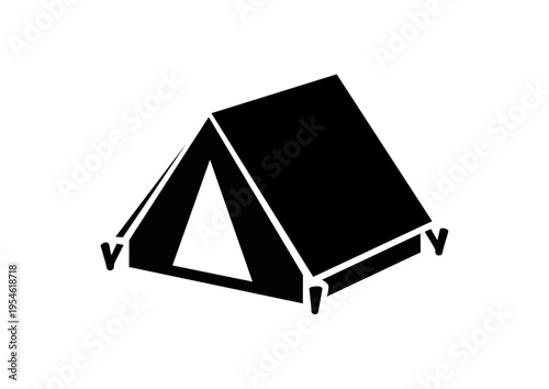 Camping Tent Silhouette Icon - Outdoor Adventure and Summer Camp Concept
