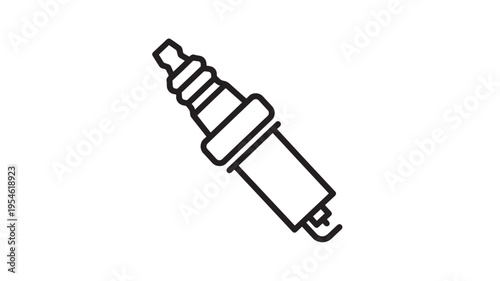 Spark plug outline icon with ceramic insulator and metal electrode for automotive ignition systems. featuring car part, engine component, combustion