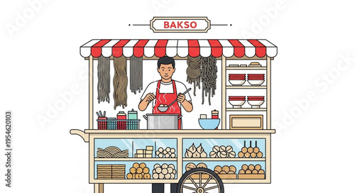 Indonesian Bakso Cart - A Culinary Delight and Street Food Icon.