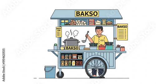 Indonesian Bakso Cart - A Culinary Delight and Street Food Icon.