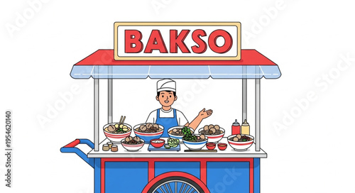 Indonesian Bakso Cart - A Culinary Delight and Street Food Icon.