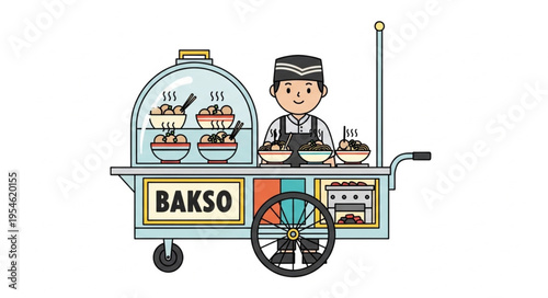 Indonesian Bakso Cart - A Culinary Delight and Street Food Vendor.