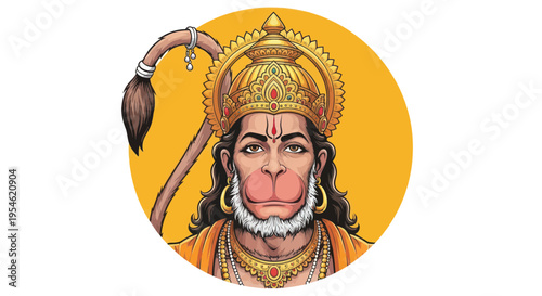 Hindu Deity Hanuman, Divine Monkey God, Warrior, Devotion, Strength, Courage, Indian Mythology