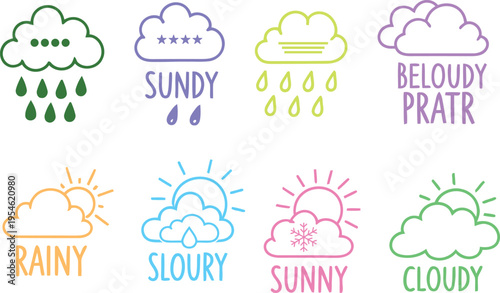 Weather forecast icons set