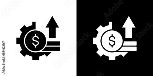 Cost Optimization Icon Sheet Black And White