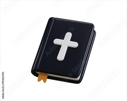 Holy Bible Book icon 3d render concept of Bible Book Icon with Cross Symbol Christian Faith Religious Spiritual Representation icon vector illustration
