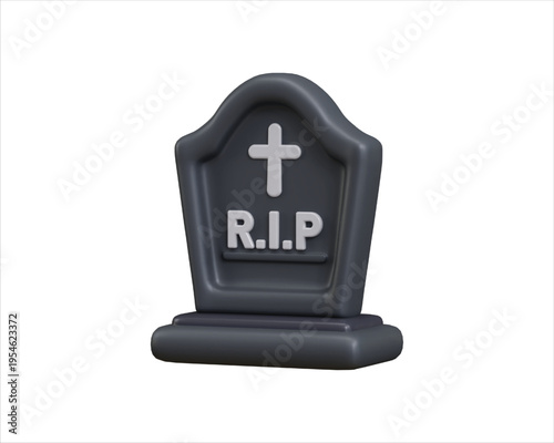 Gravestone icon 3d render concept of Gravestone with RIP inscription icon Place of Burial icon vector illustration