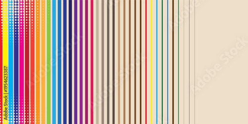 Abstract retro 70s background vector. Colorful vintage 1970 grunge stylish wallpaper with lines, stripes shapes. Illustration design suitable for poster, banner, decorative, wall art.