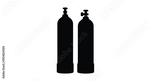 Two black oxygen tanks are displayed as a striking silhouette