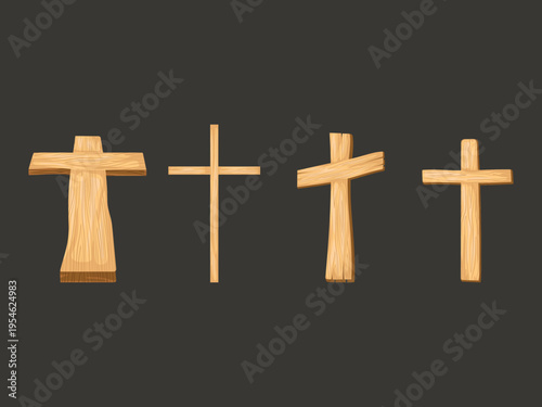 christian wood jesus religion faith holy icon cartoon cross easter vintage worship bible hope flat