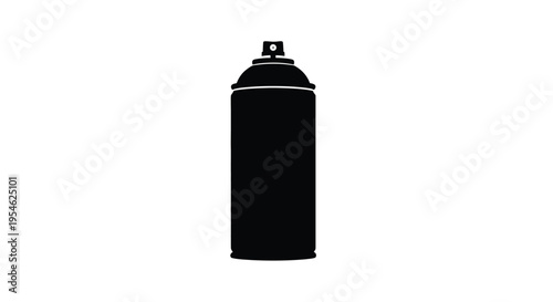 Black spray paint can isolated on a white background silhouette