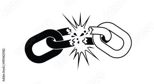 Breaking chains represent freedom and overcoming obstacles a striking silhouette