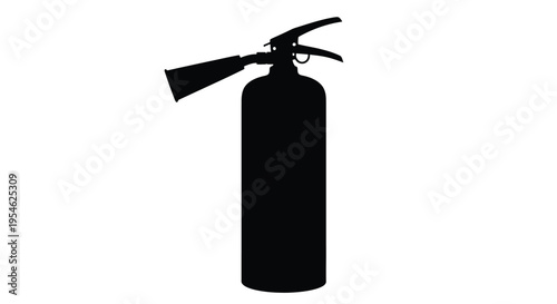 A black silhouette of a fire extinguisher against a white background silhouette