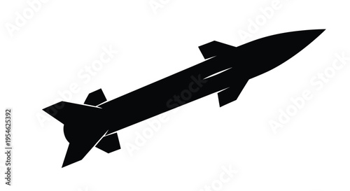 A black missile design depicted in a stark dramatic silhouette