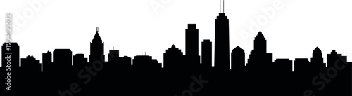 Atlanta city skyline silhouette featuring downtown skyscrapers urban architecture modern black vector illustration isolated on white background clean design
