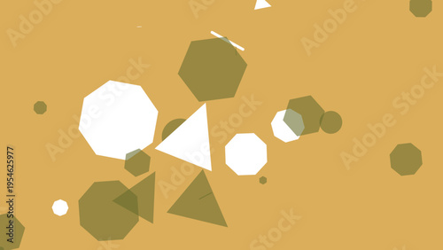 Modern hipster memphis cover design with abstract geometric shapes on mustard background