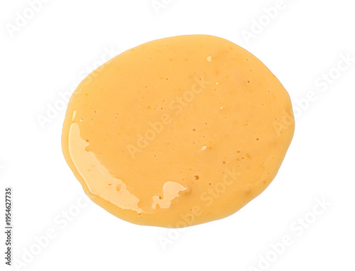 Orange dipping sauce spill top view