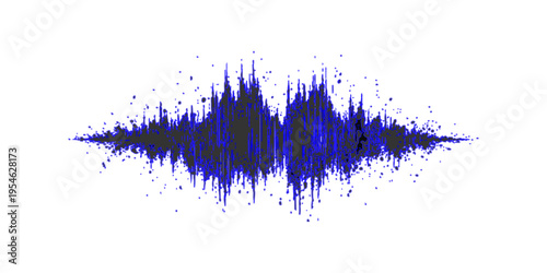 Abstract blue ink splashes and watercolor paint splatters create a grunge texture design with liquid spray stains and artistic brush elements on a white background