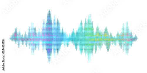 A digital blue sound wave vector illustration featuring a glowing music equalizer pulse and frequency spectrum graph for modern audio technology or medical heart monitoring design