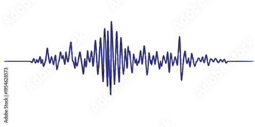 A digital blue technology heart beat graph illustration featuring a pulse waveform and electronic spectrum frequency line designed for audio data and music equalizer displays