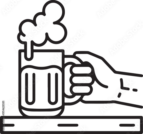 Hand holding a frothy mug of beer, perfect for pub, bar, or brewery promotions and designs