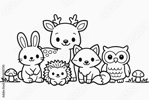 Forest Animals Coloring Page for Kids