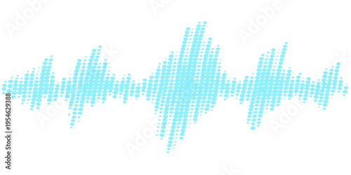 Abstract blue digital music wave illustration featuring a sound equalizer frequency spectrum and audio data technology line graph design on a light background
