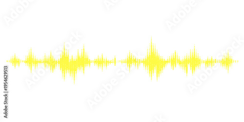 Vector illustration of an abstract nature background featuring green grass and a blue audio equalizer wave design with technology pulse lines