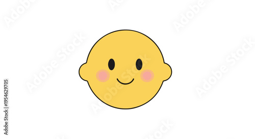 A cartoon lemon with a smiling face and rosy cheeks on a white background.