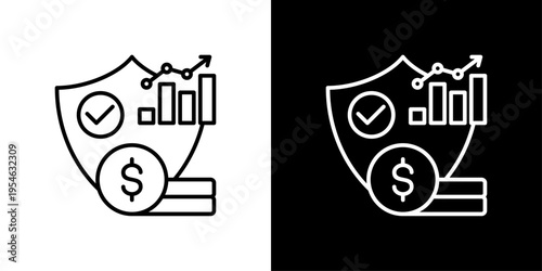 Financial Shield Icon Sheet Black And White