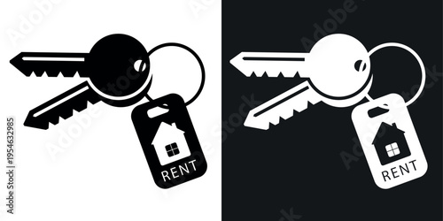House and car key rent icon vector. Rental service symbol template. Simple linear element collection for real estate and automotive business.