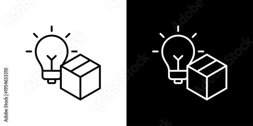 Product Innovation Icon Sheet Black And White