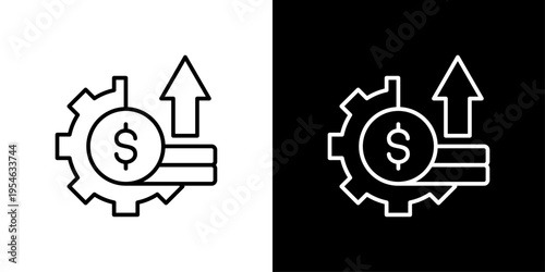 Cost Optimization Icon Sheet Black And White
