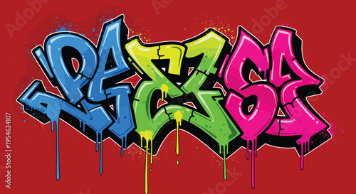 Colorful Graffiti Art Street Letters.