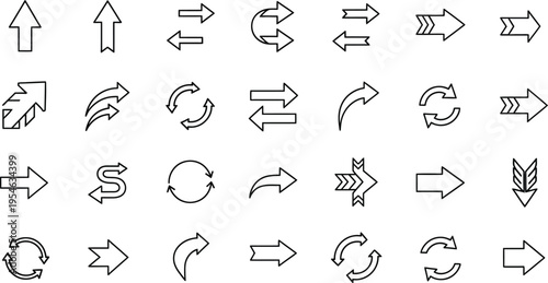 Versatile Outline Arrow Icon Collection for Design