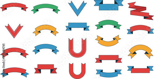 Flat Design Vector Ribbons and Banners Set