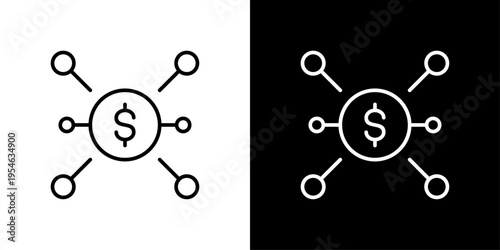 Financial Network Icon Sheet Black And White